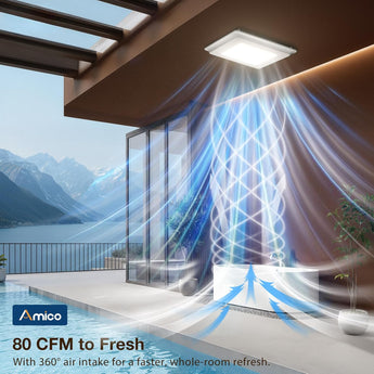 Amico-80 CFM Bathroom Exhaust Fan with LED Light, 0.9 Sone Ultra Quiet, 1000LM 5CCT Dimmable, Ceiling Mount-5