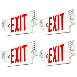 LED Exit Sign with Emergency Lights，Double Sided Adjustable LED Emergency Exit Lights with Battery Backup，Exit Sign for Business，Easy to Install，UL Certified，AC 120/277V，Pack of 4/6