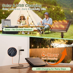 ST38 Solar String Lights, LED Shatterproof Bulbs, Suspended Standard Sockets, 3 Lighting Modes - 2