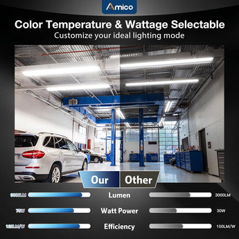 4FT LED Wraparound Light, 5CCT, 50/60/75W, 9000 Lumens, Super Bright Fluorescent Fixture-4