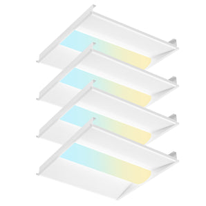 Amico 4 Pack LED Troffer Panel Light with 3000K/3500K/4000K/5000K 4CCT Selectable, 5200LM, 40W/35W/30W/25W/20W Adjustable, 0-10V Dimmable LED Flat Panel Troffer Light for Drop Ceiling, ETL/DLC