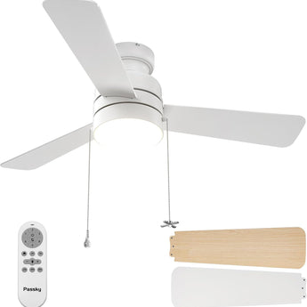 42" Low Profile Ceiling Fan with Light, Remote & Pull Chain, Flush Mount, 5CCT Dimmable, Reversible, Quiet - 10