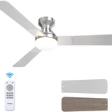 52" Low Profile Ceiling Fan with Light & Remote, Flush Mount, 3 - CCT Dimmable, Reversible & Noiseless,4 Colors Available - 10