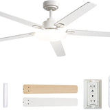 60" Black Ceiling Fan with Light & Remote – Dimmable 3CCT, Reversible, Quiet Fan for Bedroom, Living Room & Indoor/Outdoor - 2