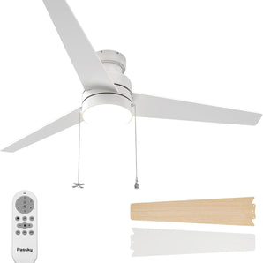 52" Low Profile Flush Mount Ceiling Fan with Light, Remote & Pull Chain, 5CCT Dimmable, Reversible, Quiet - 10
