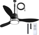 Amico 42 Inch IP65 Waterproof Outdoor Ceiling Fan with Light, 3CCT 6 Speeds Hanging Patio Fan with Remote Control, Plug in Design for Porch Pergola Garage Canopy, Black - 1