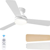 42" Low Profile Ceiling Fan with Light & Remote, Flush Mount, 3 - CCT Dimmable, Reversible & Noiseless, 4 Colors Available - 11