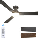 52" Low Profile Ceiling Fan with Light & Remote, Flush Mount, 3 - CCT Dimmable, Reversible & Noiseless,4 Colors Available - 11