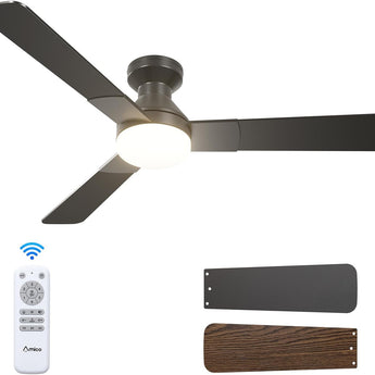 52" Low Profile Ceiling Fan with Light & Remote, Flush Mount, 3 - CCT Dimmable, Reversible & Noiseless,4 Colors Available - 11