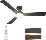 52" Low Profile Ceiling Fan with Light & Remote, Flush Mount, 3 - CCT Dimmable, Reversible & Noiseless,4 Colors Available - 11