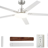 60" Black Ceiling Fan with Light & Remote – Dimmable 3CCT, Reversible, Quiet Fan for Bedroom, Living Room & Indoor/Outdoor - 3