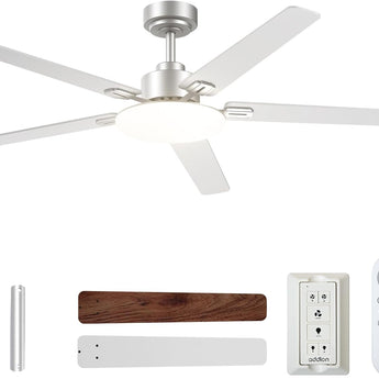 60" Black Ceiling Fan with Light & Remote – Dimmable 3CCT, Reversible, Quiet Fan for Bedroom, Living Room & Indoor/Outdoor - 3