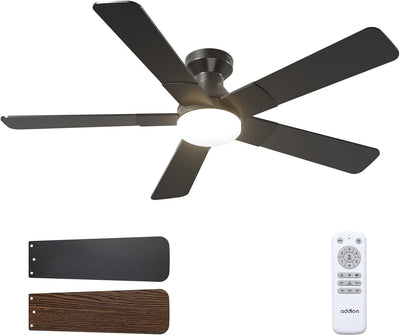52" Low Profile Ceiling Fan with Light & Remote, Flush Mount, 3CCT Dimmable, Reversible, Quiet, Indoor/Outdoor - 1