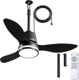Amico 36" Outdoor Ceiling Fan with Light, IP65 Waterproof 3CCT 6 Speed Hanging Gazebo Fan, Remote Plug in for Patio Porch Garage, Black - 1