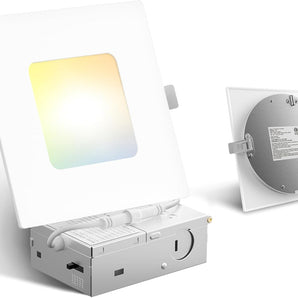 6 Inch Ultra-Thin LED Square Recessed Lighting, Slim Design, 1050 Lumens