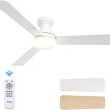 52" Low Profile Ceiling Fan with Light & Remote, Flush Mount, 3 - CCT Dimmable, Reversible & Noiseless,4 Colors Available - 5