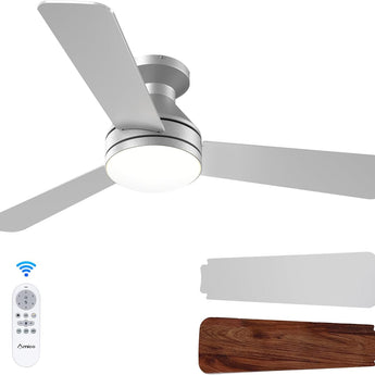 42" Low Profile Ceiling Fan with Light & Remote, Flush Mount, 3 - CCT Dimmable, Reversible & Noiseless, 4 Colors Available - 10