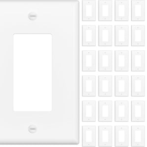 Decorative Light Switch Cover Plate and Outlet Covers, Mid-Size (4.88” X 3.12”), Unbreakable Polycarbonate, Includes Screws, UL Listed,1 Gang, White