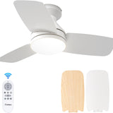 30" Low Profile Ceiling Fan with Light & Remote, Flush Mount, 3 - CCT Dimmable, Reversible & Noiseless, 4 Colors Available - 11