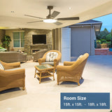 52" Black Ceiling Fan with Light & Remote, 3CCT Dimmable, Reversible, Quiet – Indoor/Outdoor - 2