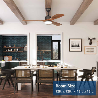 52" Ceiling Fan with Light & Remote, 3 Wood Blades, 6 Speeds, 3CCT Dimmable, Reversible, Quiet – Indoor/Outdoor Black Walnut - 2