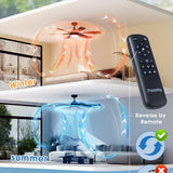 52" Ceiling Fan with Light & Remote, Quiet Reversible Black Modern Ceiling Fan with Dimmable 3CCT for Bedroom & Living Room - 3