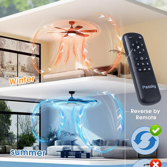 52" Ceiling Fan with Light & Remote, Quiet Reversible Black Modern Ceiling Fan with Dimmable 3CCT for Bedroom & Living Room - 3
