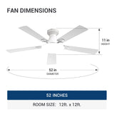 52" Flush Mount Ceiling Fan with Light, Remote, Low Profile, 3CCT Dimmable, Reversible, Quiet DC - 29