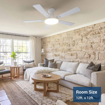 52" Flush Mount Ceiling Fan with Light, Remote, Low Profile, 3CCT Dimmable, Reversible, Quiet DC - 28