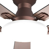 52" Flush Mount Ceiling Fan with Light, Remote, Low Profile, 3CCT Dimmable, Reversible, Quiet DC - 24