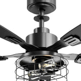 52 Inch Black Caged Ceiling Fan with Light, Remote Control 3CCT Dimmable Quiet Indoor Outdoor Fan - 6