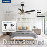 52-Inch Black Farmhouse Caged Ceiling Fan with Light, Remote Control, 3CCT Dimmable Quiet-11