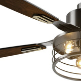 52-Inch Black Farmhouse Caged Ceiling Fan with Light, Remote Control, 3CCT Dimmable Quiet-6