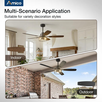 52-Inch Black Farmhouse Caged Ceiling Fan with Light, Remote Control, 3CCT Dimmable Quiet-14