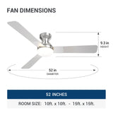 52" Low Profile Ceiling Fan with Light & Remote, Flush Mount, 3 - CCT Dimmable, Reversible & Noiseless,4 Colors Available - 17