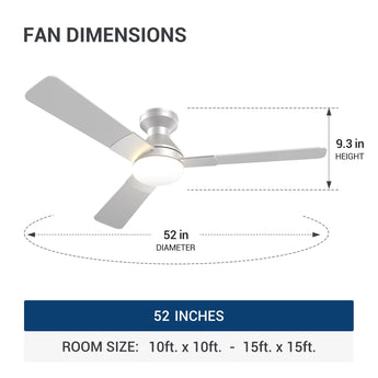 52" Low Profile Ceiling Fan with Light & Remote, Flush Mount, 3 - CCT Dimmable, Reversible & Noiseless,4 Colors Available - 3