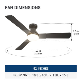 52" Low Profile Ceiling Fan with Light & Remote, Flush Mount, 3 - CCT Dimmable, Reversible & Noiseless,4 Colors Available - 23