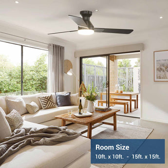 52" Low Profile Ceiling Fan with Light & Remote, Flush Mount, 3 - CCT Dimmable, Reversible & Noiseless,4 Colors Available - 22
