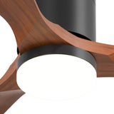 52" Low Profile Ceiling Fan with Light & Remote, Flush Mount, 3 Wood Blades, 3CCT Dimmable, Reversible – Black Walnut, Indoor/Outdoor - 4