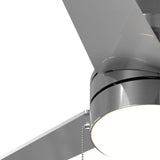 52" Low Profile Flush Mount Ceiling Fan with Light, Remote & Pull Chain, 5CCT Dimmable, Reversible, Quiet - 5