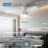52" Low Profile Flush Mount Ceiling Fan with Light, Remote & Pull Chain, 5CCT Dimmable, Reversible, Quiet-2