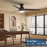 52" Low Profile Flush Mount Ceiling Fan with Light, Remote & Pull Chain, 5CCT Dimmable, Reversible, Quiet - 15
