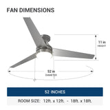 52" Low Profile Flush Mount Ceiling Fan with Light, Remote & Pull Chain, 5CCT Dimmable, Reversible, Quiet - 3