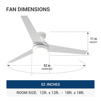 52" Low Profile Flush Mount Ceiling Fan with Light, Remote & Pull Chain, 5CCT Dimmable, Reversible, Quiet - 22