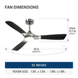 52" Modern Ceiling Fan with Light & Remote – Dimmable 3CCT, Quiet Black Fan for Living Room, Bedroom & Kitchen - 16