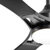 52" Modern Ceiling Fan with Light & Remote – Dimmable 3CCT, Quiet Black Fan for Living Room, Bedroom & Kitchen - 6