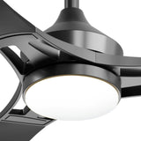 52" Modern Ceiling Fan with Light & Remote – Dimmable 3CCT, Quiet Black Fan for Living Room, Bedroom & Kitchen - 4