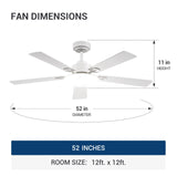 52" Sleek Ceiling Fan with Light, 3CCT Dimmable, Remote, Reversible, Quiet – Bedroom & Living Room - 22