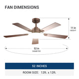 52" Sleek Ceiling Fan with Light, 3CCT Dimmable, Remote, Reversible, Quiet – Bedroom & Living Room - 29