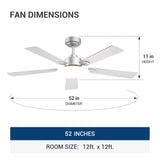 52" Sleek Ceiling Fan with Light, 3CCT Dimmable, Remote, Reversible, Quiet – Bedroom & Living Room - 3